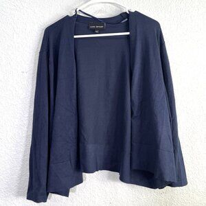 Lane Bryant Open Front Cardigan Womens Sz 26/28 Navy Drape Ribbed Preppy Career